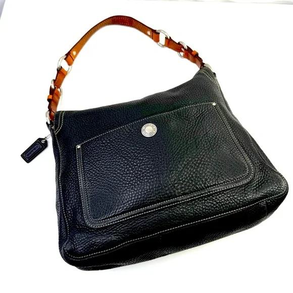 Coach Black Pebbled Leather Chelsea Turn Lock Hobo Y2K Vintage Shoulder Bag - Picture 1 of 13
